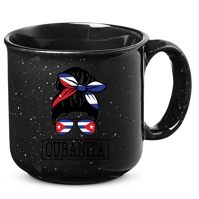 Cubanita Messy Bun Cuban Flag Cuba 15oz Campfire Ceramic Mug