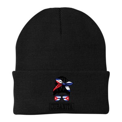 Cubanita Messy Bun Cuban Flag Cuba Knit Cap Winter Beanie