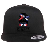 Cubanita Messy Bun Cuban Flag Cuba Flatbill Hat