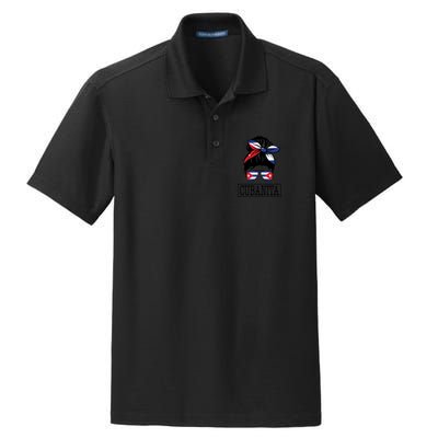 Cubanita Messy Bun Cuban Flag Cuba Dry Zone Grid Polo