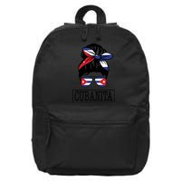 Cubanita Messy Bun Cuban Flag Cuba 16 in Basic Backpack