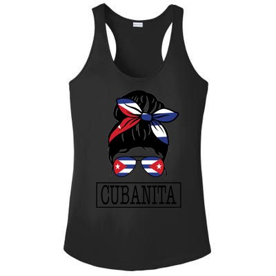 Cubanita Messy Bun Cuban Flag Cuba Ladies PosiCharge Competitor Racerback Tank