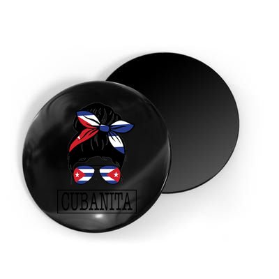 Cubanita Messy Bun Cuban Flag Cuba Magnet