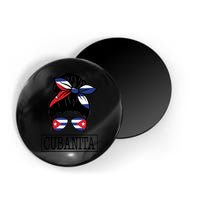 Cubanita Messy Bun Cuban Flag Cuba Magnet