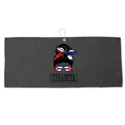 Cubanita Messy Bun Cuban Flag Cuba Large Microfiber Waffle Golf Towel