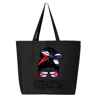 Cubanita Messy Bun Cuban Flag Cuba 25L Jumbo Tote