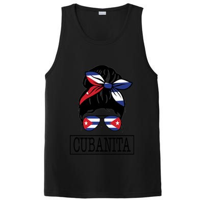 Cubanita Messy Bun Cuban Flag Cuba PosiCharge Competitor Tank