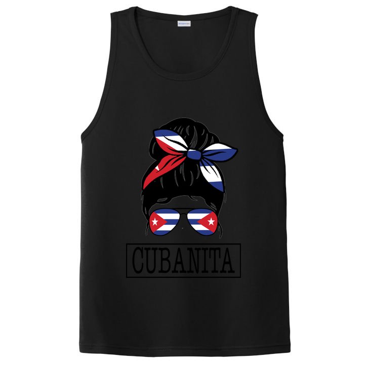 Cubanita Messy Bun Cuban Flag Cuba PosiCharge Competitor Tank
