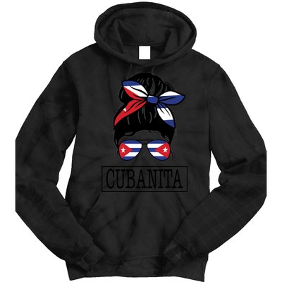 Cubanita Messy Bun Cuban Flag Cuba Tie Dye Hoodie