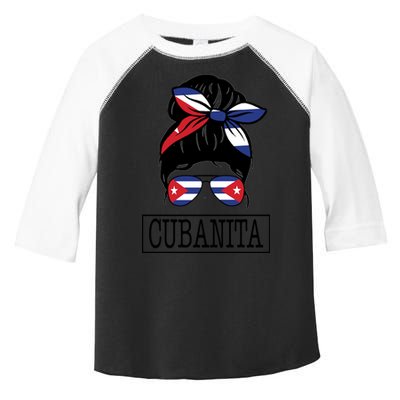 Cubanita Messy Bun Cuban Flag Cuba Toddler Fine Jersey T-Shirt