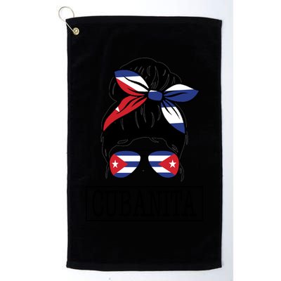 Cubanita Messy Bun Cuban Flag Cuba Golf Towel