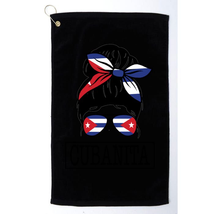 Cubanita Messy Bun Cuban Flag Cuba Golf Towel