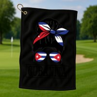 Cubanita Messy Bun Cuban Flag Cuba Golf Towel