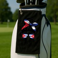 Cubanita Messy Bun Cuban Flag Cuba Golf Towel