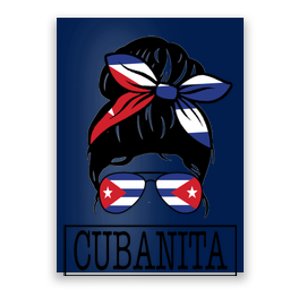 Cubanita Messy Bun Cuban Flag Cuba Poster