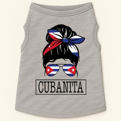Cubanita Messy Bun Cuban Flag Cuba Doggie Tank