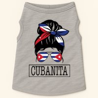 Cubanita Messy Bun Cuban Flag Cuba Doggie Tank