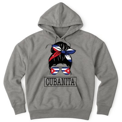 Cubanita Messy Bun Cuban Flag Cuba Hoodie
