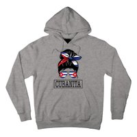 Cubanita Messy Bun Cuban Flag Cuba Hoodie