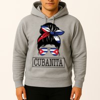 Cubanita Messy Bun Cuban Flag Cuba Hoodie