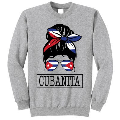 Cubanita Messy Bun Cuban Flag Cuba Sweatshirt