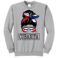 Cubanita Messy Bun Cuban Flag Cuba Sweatshirt