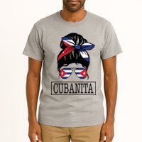 Cubanita Messy Bun Cuban Flag Cuba Tall T-Shirt