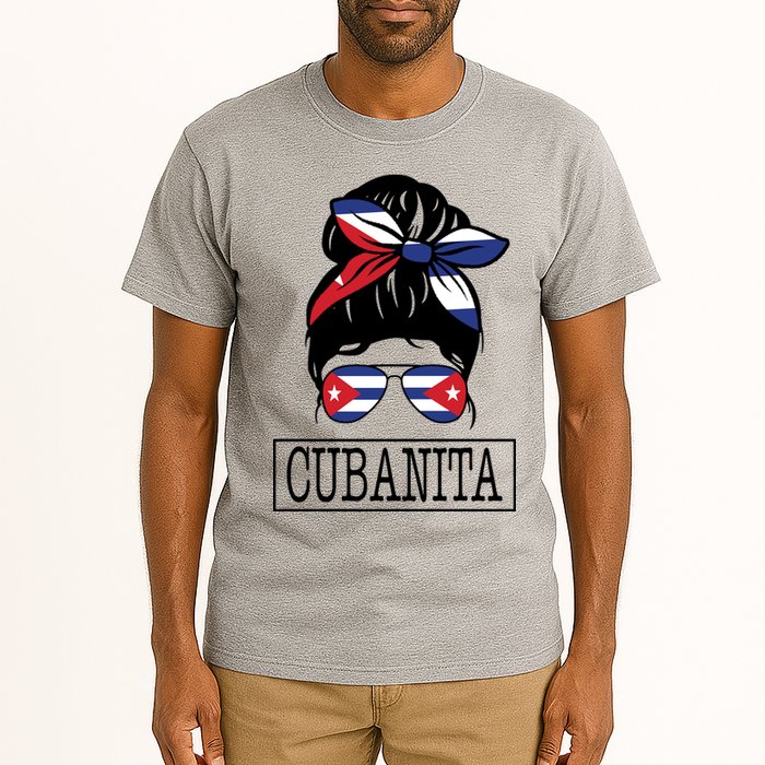 Cubanita Messy Bun Cuban Flag Cuba Tall T-Shirt
