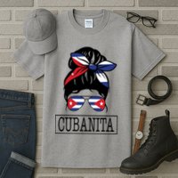 Cubanita Messy Bun Cuban Flag Cuba Tall T-Shirt