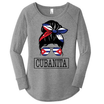 Cubanita Messy Bun Cuban Flag Cuba Women's Perfect Tri Tunic Long Sleeve Shirt