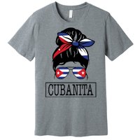 Cubanita Messy Bun Cuban Flag Cuba Premium T-Shirt