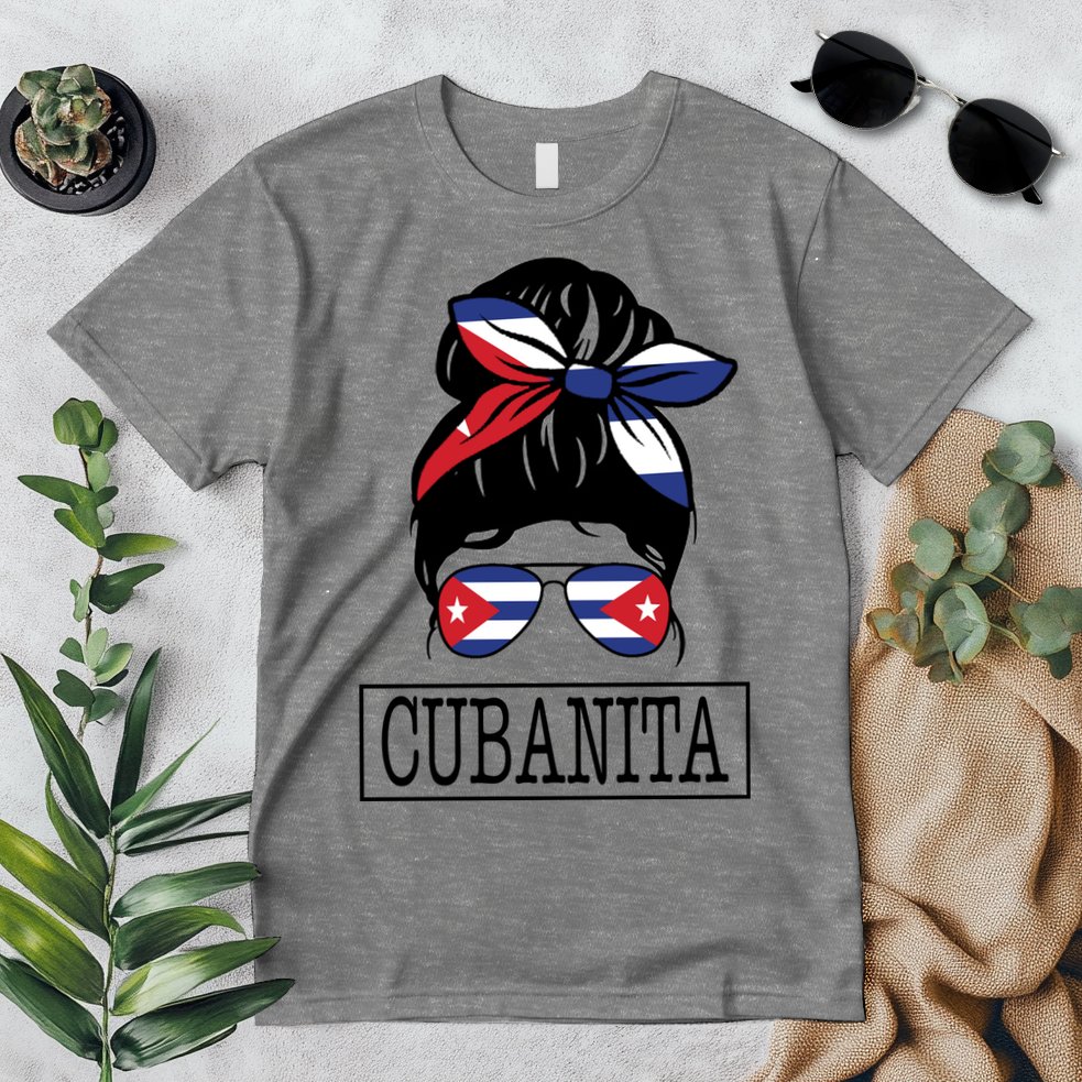 Cubanita Messy Bun Cuban Flag Cuba Premium T-Shirt