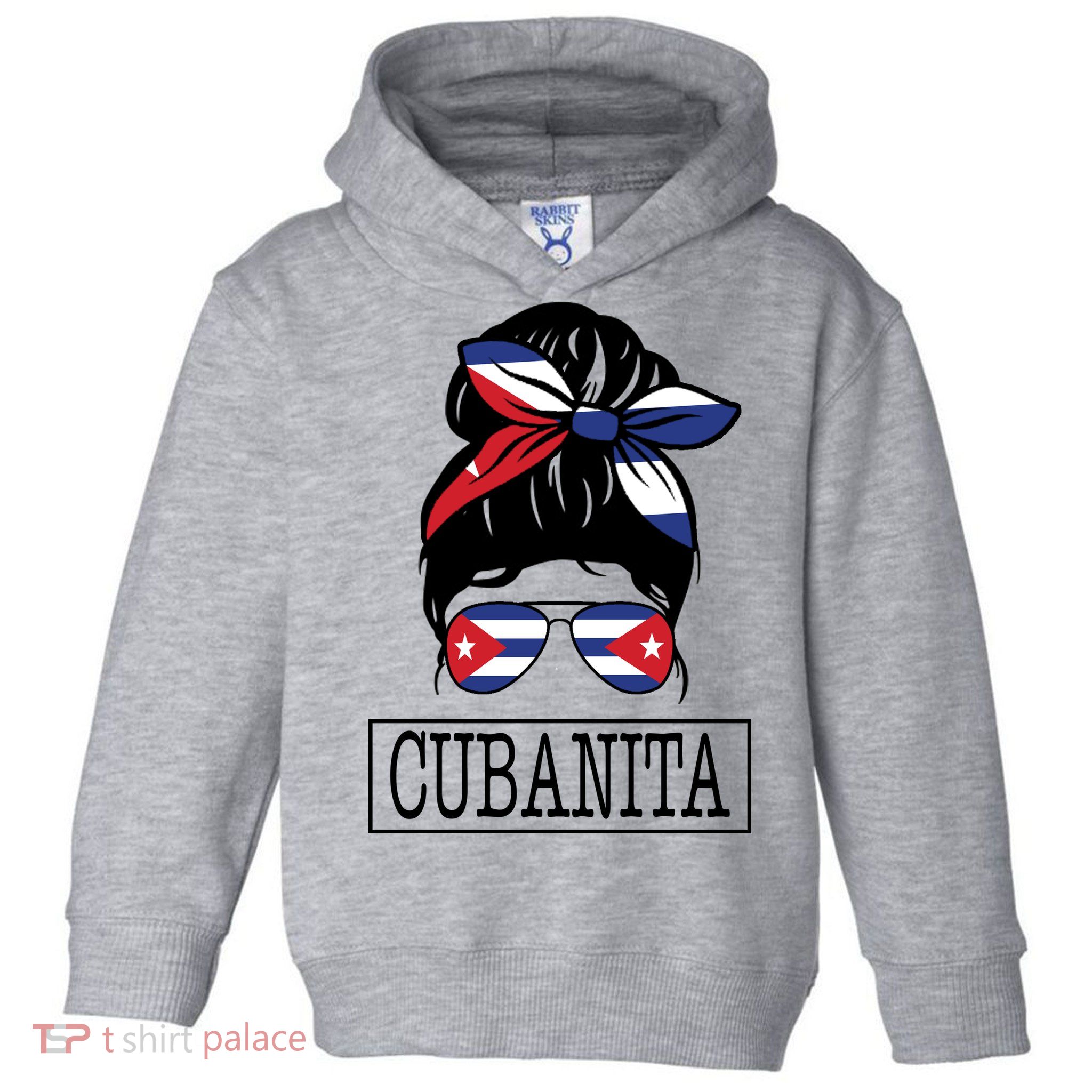 Cubanita Messy Bun Cuban Flag Cuba Toddler Hoodie