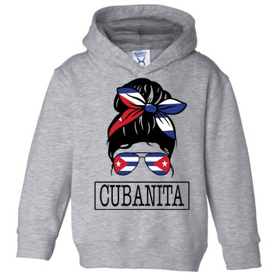 Cubanita Messy Bun Cuban Flag Cuba Toddler Hoodie