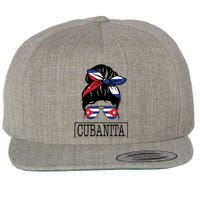 Cubanita Messy Bun Cuban Flag Cuba Wool Snapback Cap