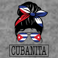 Cubanita Messy Bun Cuban Flag Cuba Kids T-Shirt