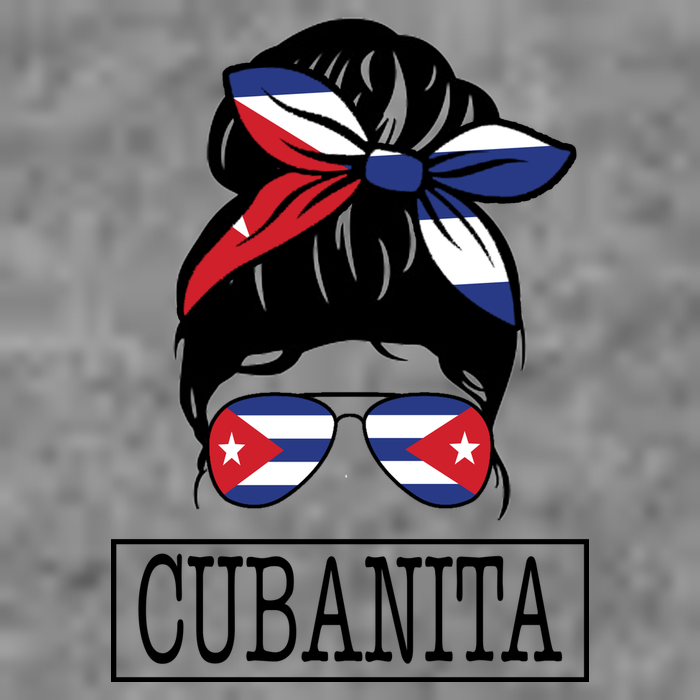 Cubanita Messy Bun Cuban Flag Cuba Kids T-Shirt