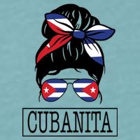 Cubanita Messy Bun Cuban Flag Cuba Sueded Cloud Jersey T-Shirt