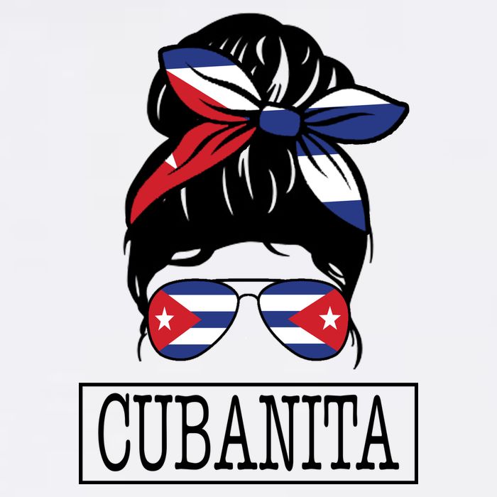 Cubanita Messy Bun Cuban Flag Cuba Garment-Dyed Sweatshirt