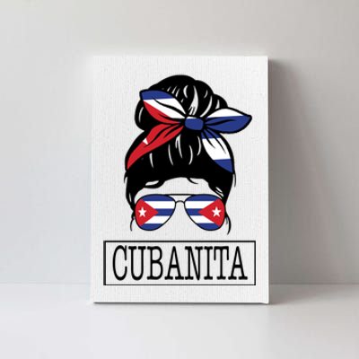 Cubanita Messy Bun Cuban Flag Cuba Canvas