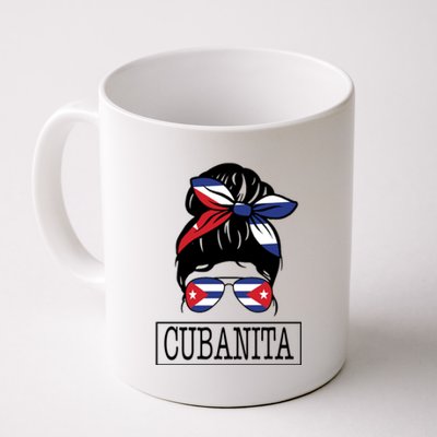 Cubanita Messy Bun Cuban Flag Cuba Coffee Mug