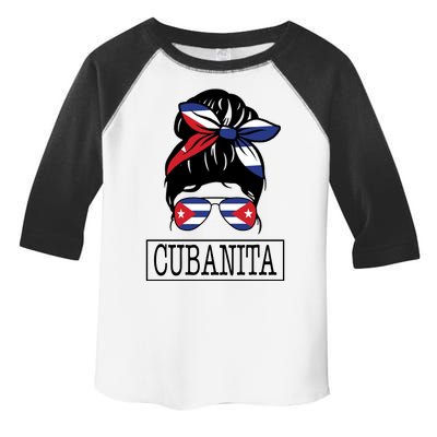 Cubanita Messy Bun Cuban Flag Cuba Toddler Fine Jersey T-Shirt