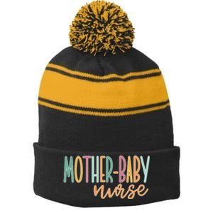 Cute Mother Baby Nurse Gift Stripe Pom Pom Beanie