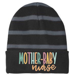 Cute Mother Baby Nurse Gift Striped Beanie with Solid Band