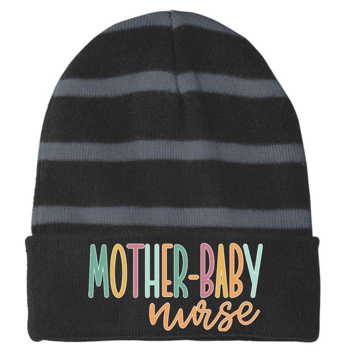 Cute Mother Baby Nurse Gift Striped Beanie with Solid Band