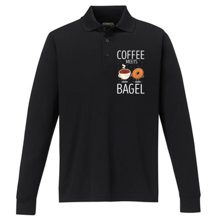 Coffee Meets Bagel Baker Bagels Dough Funny Performance Long Sleeve Polo