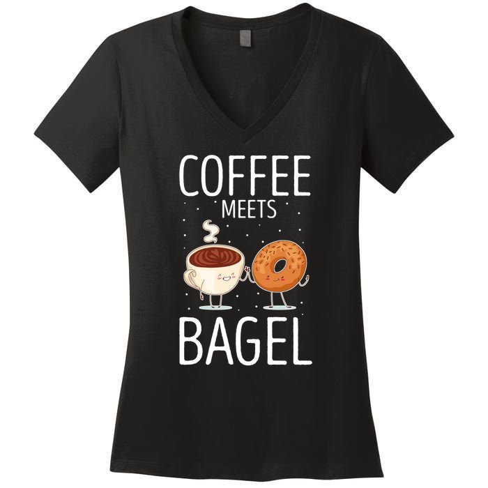 Coffee Meets Bagel Baker Bagels Dough Funny Women's V-Neck T-Shirt