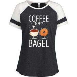 Coffee Meets Bagel Baker Bagels Dough Funny Enza Ladies Jersey Colorblock Tee