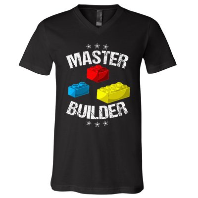 Cool Master Builder Funny Building Blocks Gift Men Women V-Neck T-Shirt