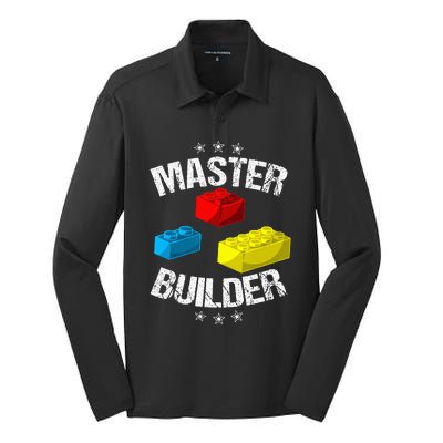 Cool Master Builder Funny Building Blocks Gift Men Women Silk Touch Performance Long Sleeve Polo